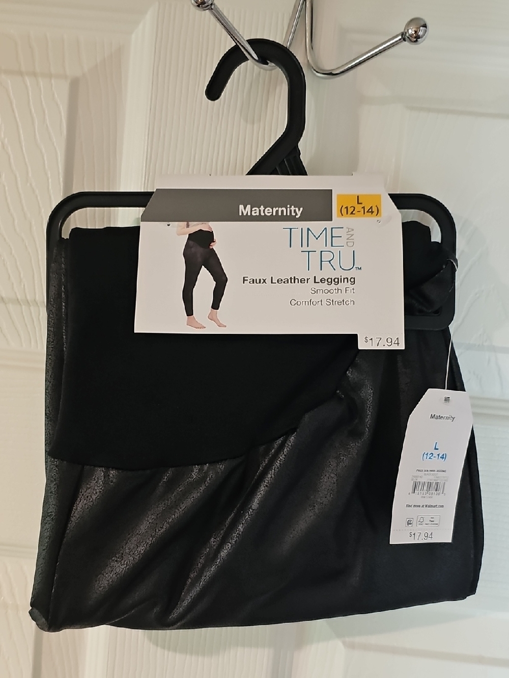 Time And Tru Women's Large 12-14 Faux Leather Maternity Leggings New - Picture 7 of 8